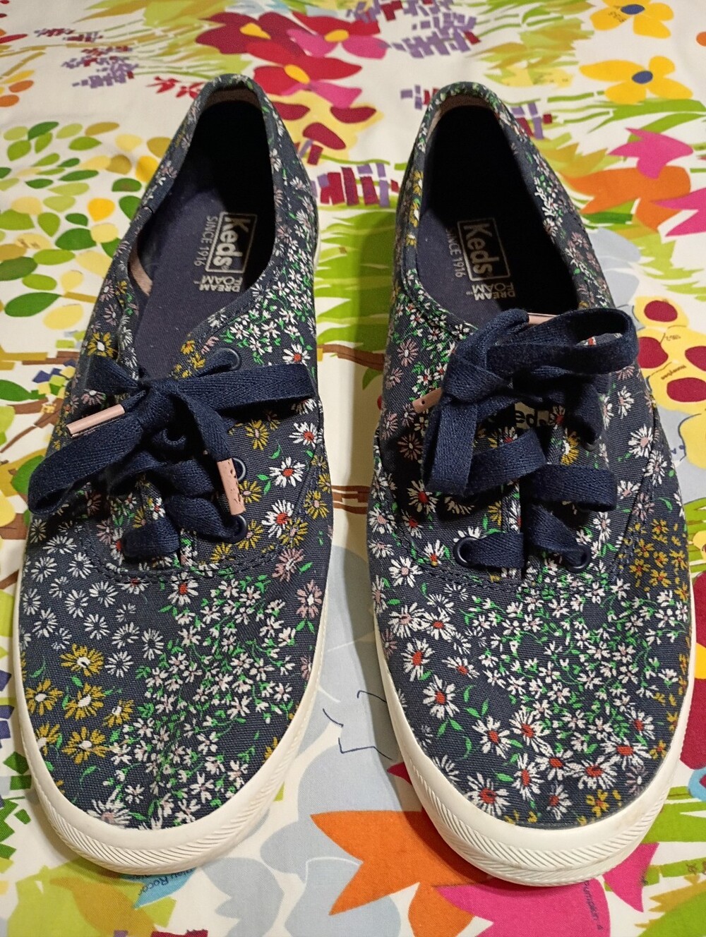 Keds Navy Floral Canvas Lace-Up Sneakers Size 9.5